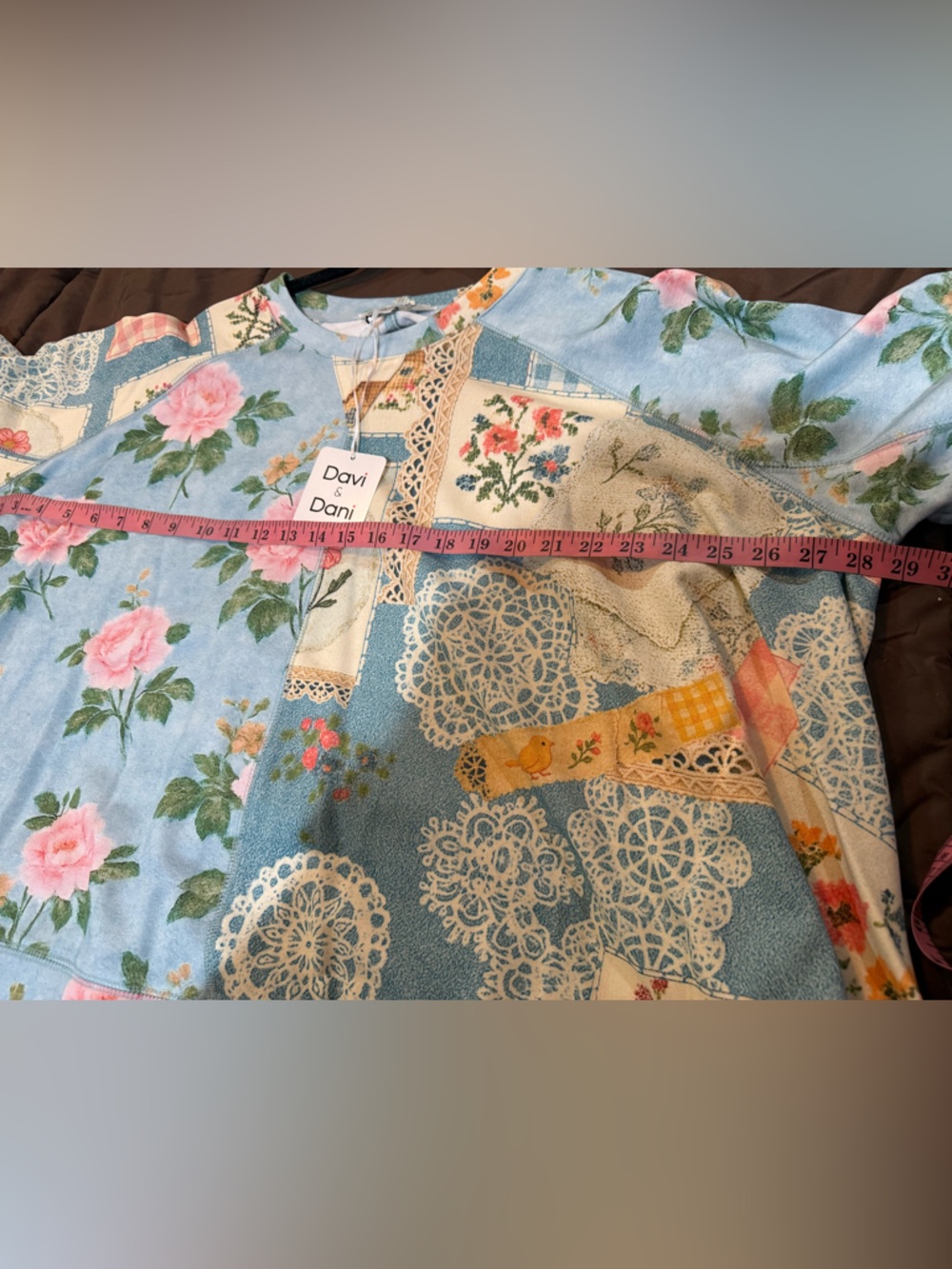 DAVI & DANI Pastel Blue Floral Patchwork Sweatshirt - Picture 8 of 9